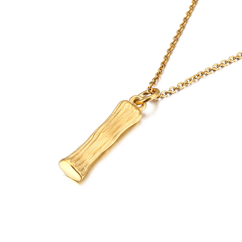 Bamboo Letter Pendant - Titanium Steel Men's Fashion Accessory