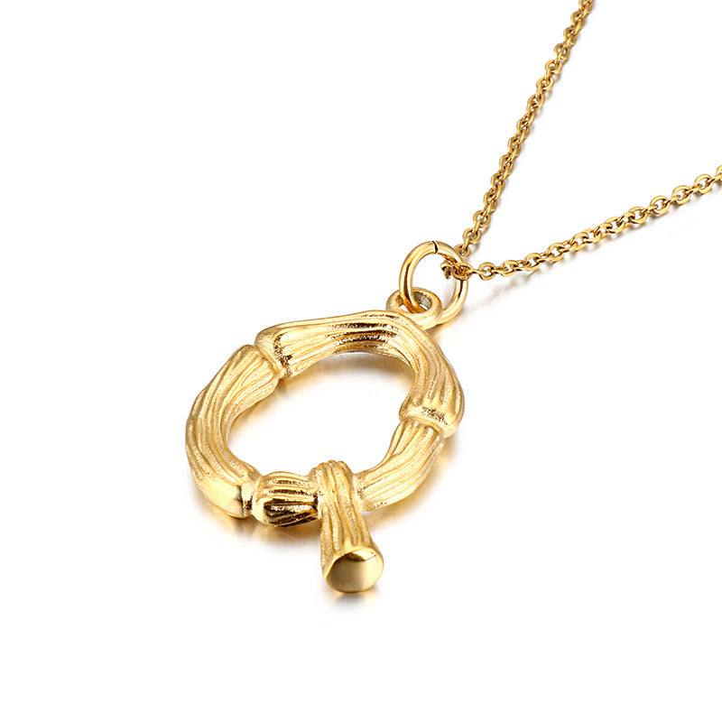 Bamboo Letter Pendant - Titanium Steel Men's Fashion Accessory