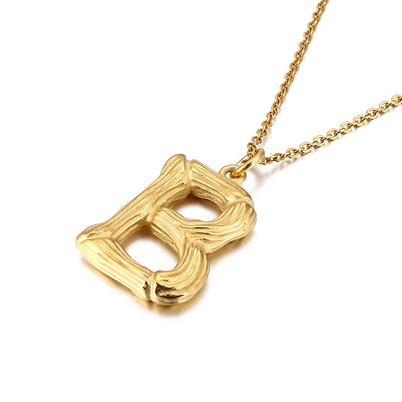 Bamboo Letter Pendant - Titanium Steel Men's Fashion Accessory