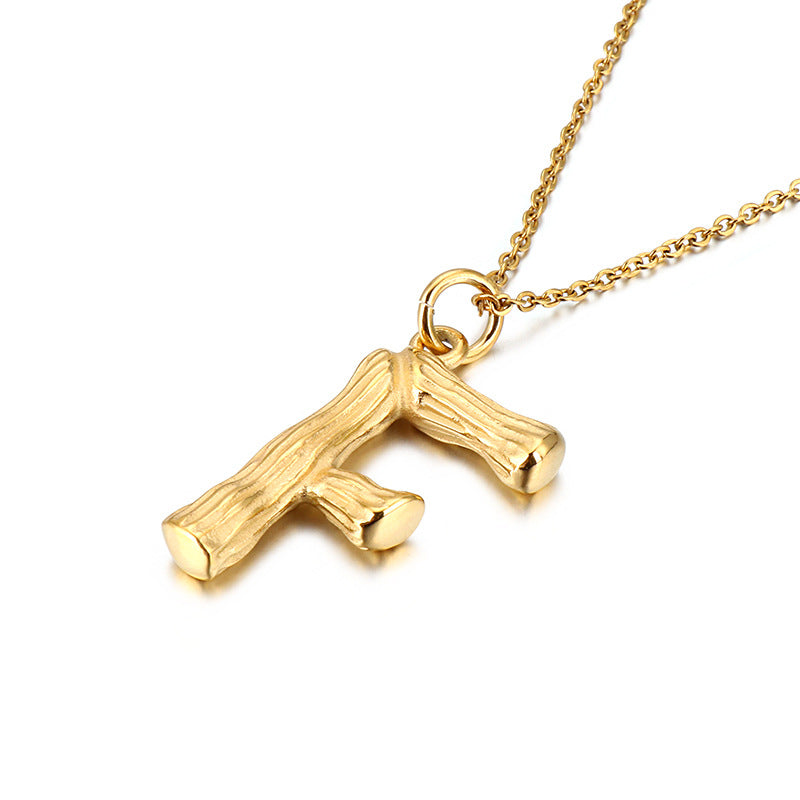 Bamboo Letter Pendant - Titanium Steel Men's Fashion Accessory