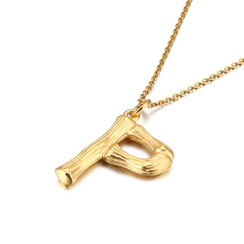 Bamboo Letter Pendant - Titanium Steel Men's Fashion Accessory