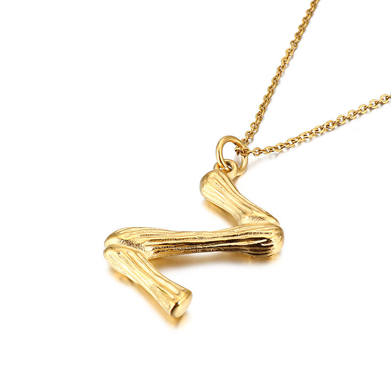 Bamboo Letter Pendant - Titanium Steel Men's Fashion Accessory