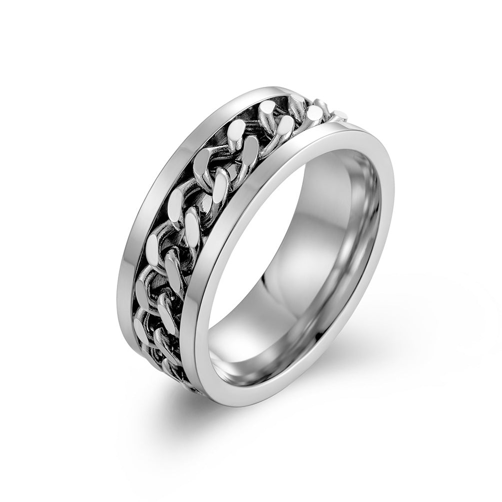 Japanese Trendy Goods Titanium Steel Open Bottle Chain Ring