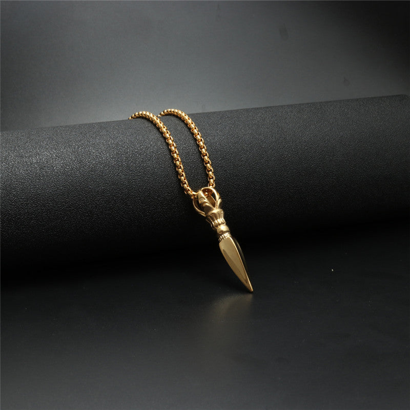 Trendy Men's Titanium Steel Awl Pendant Necklace - Elegant Gift for Modern Fashion