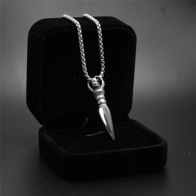 Trendy Men's Titanium Steel Awl Pendant Necklace - Elegant Gift for Modern Fashion