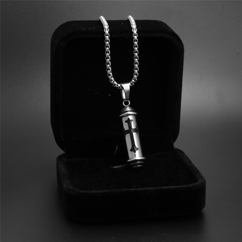 Trendy Titanium Steel Cross Hollow Pendant Necklace for Men - Stylish Stainless Steel Gift