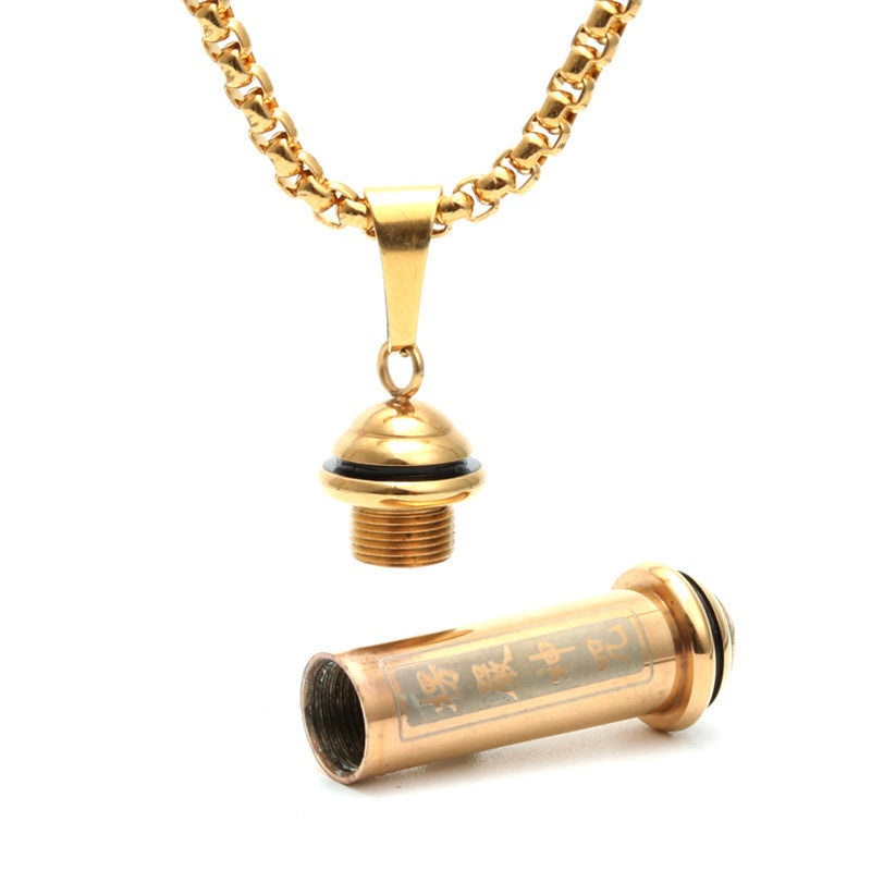 Stylish Titanium Steel Hollow Pendant Necklace with Openable Bottle Design for Men - A Fashionable Gift Option