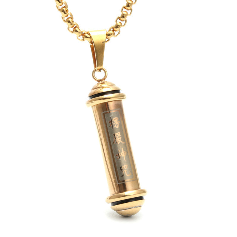 Stylish Titanium Steel Hollow Pendant Necklace with Openable Bottle Design for Men - A Fashionable Gift Option