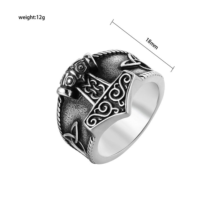Planderful Titanium Steel Ring For Men Bold Nordic Viking Retro Design Unisex Protection Statement