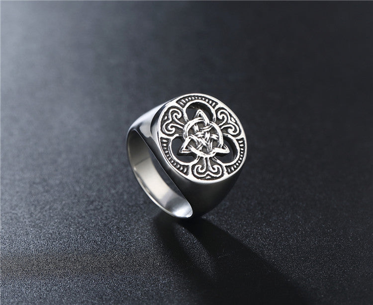 Personalized Viking Pattern Ring Titanium Steel Unisex Bold Protection Statement Planderful