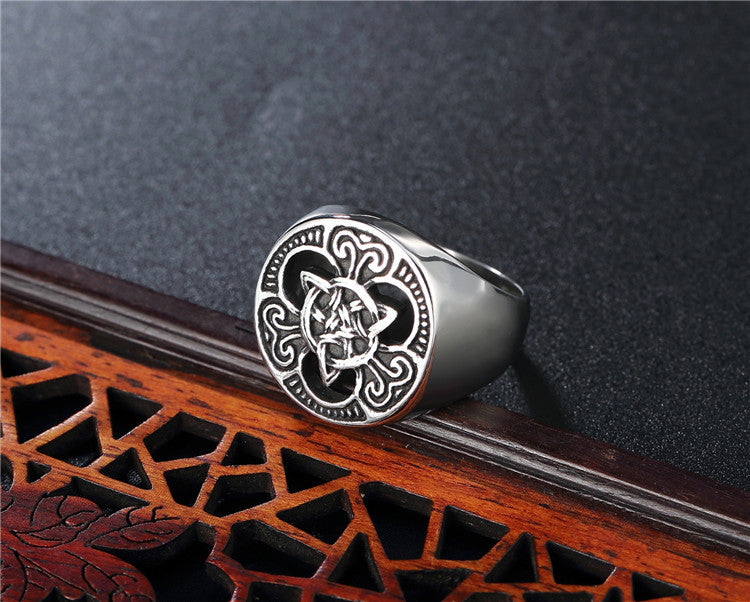 Personalized Viking Pattern Ring Titanium Steel Unisex Bold Protection Statement Planderful