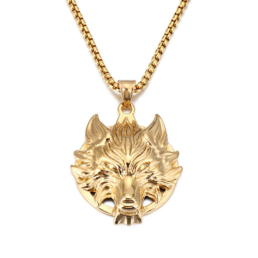 Trendy Stainless Steel Wolf Head Pendant for Men - Retro Punk Titanium Steel Accessories