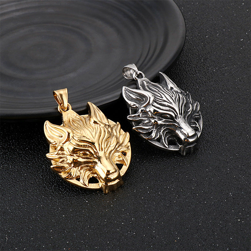 Trendy Stainless Steel Wolf Head Pendant for Men - Retro Punk Titanium Steel Accessories