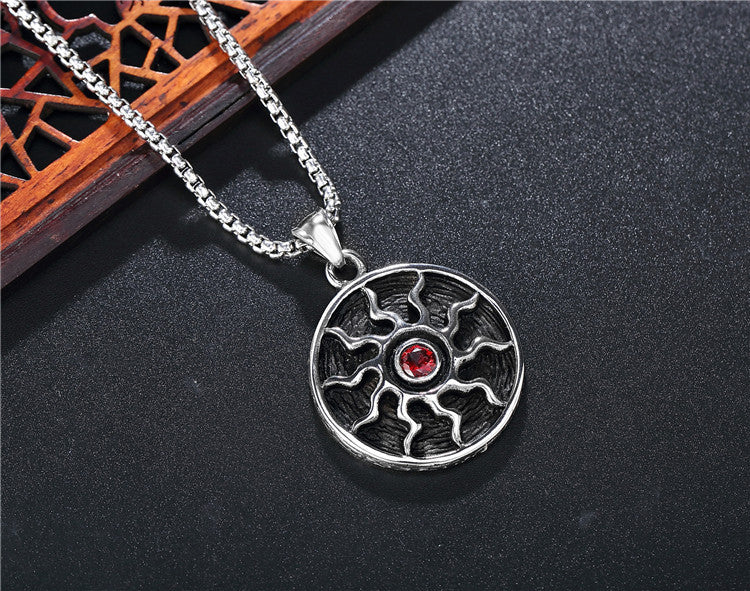 Planderful Everyday Genie Sunstone Pendant Necklace Titanium Steel Unisex Protection Talisman