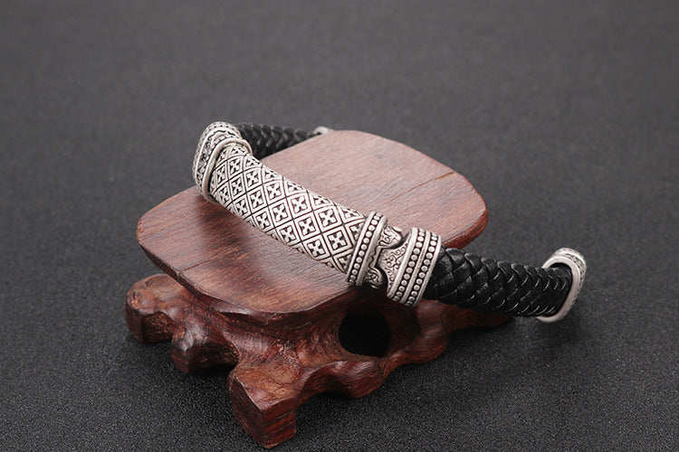 Fashionable Religious Symbol Titanium Steel Bracelet for Men - Retro Personalized Stainless Steel Jewelry