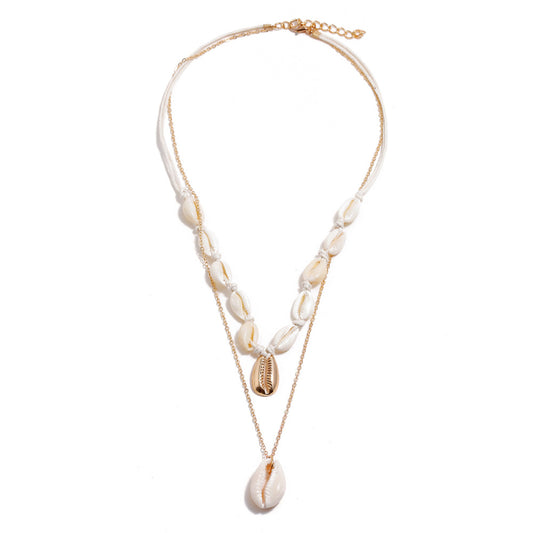 Bohemian Shell Necklace with Multi-layered Pendant