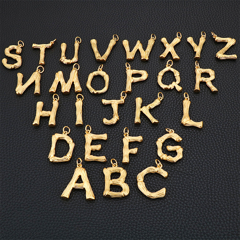 Bamboo Letter Pendant - Titanium Steel Men's Fashion Accessory