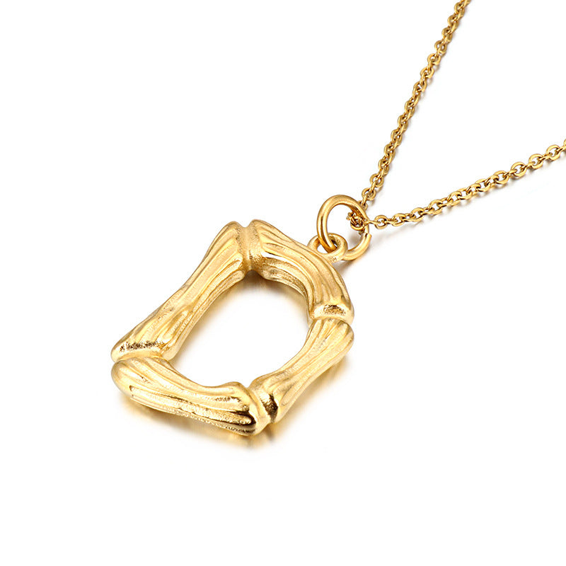 Bamboo Letter Pendant - Titanium Steel Men's Fashion Accessory