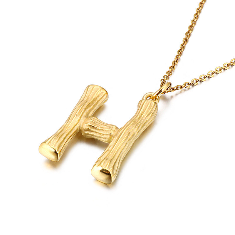 Bamboo Letter Pendant - Titanium Steel Men's Fashion Accessory