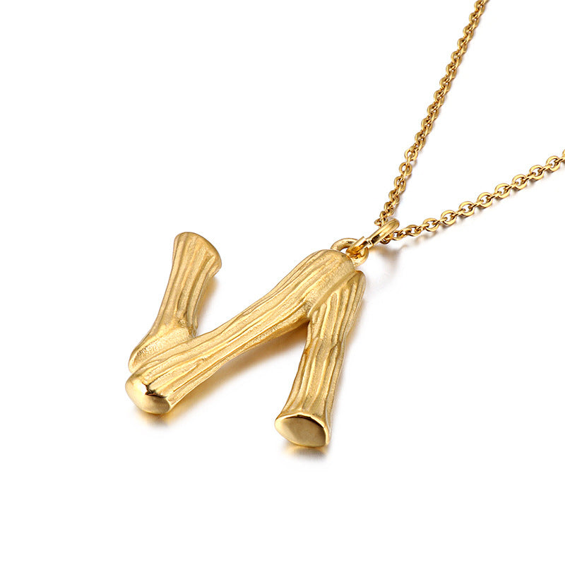 Bamboo Letter Pendant - Titanium Steel Men's Fashion Accessory