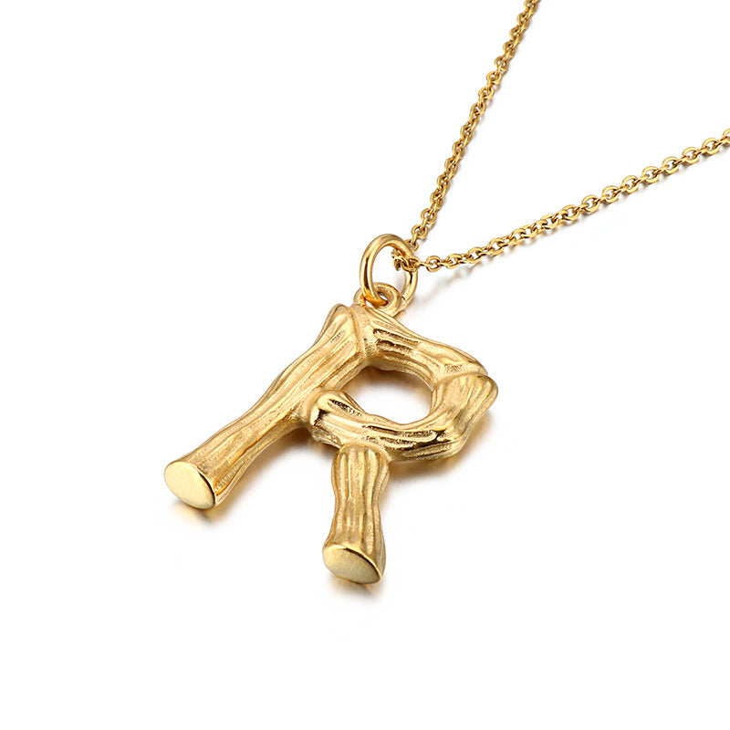Bamboo Letter Pendant - Titanium Steel Men's Fashion Accessory
