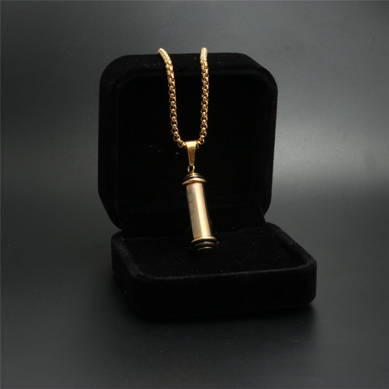 Stylish Titanium Steel Hollow Pendant Necklace with Openable Bottle Design for Men - A Fashionable Gift Option