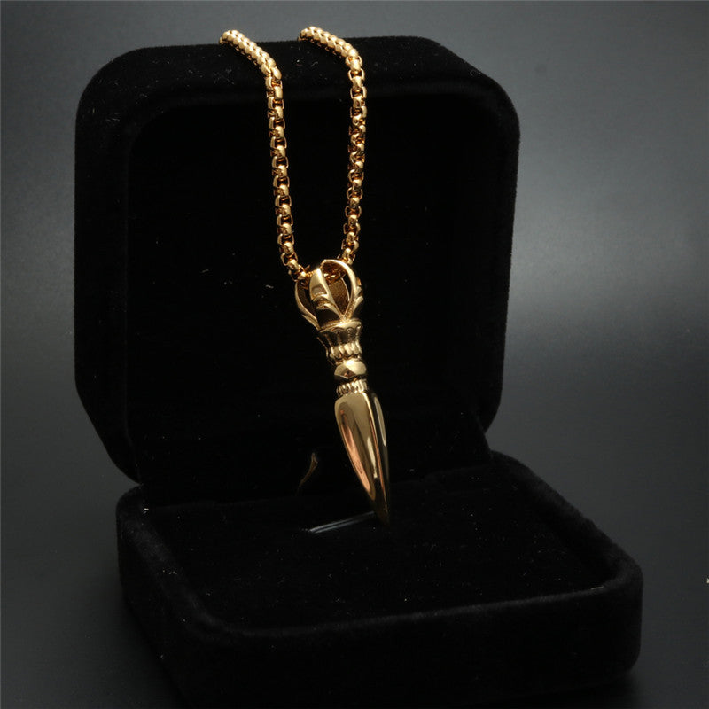 Trendy Men's Titanium Steel Awl Pendant Necklace - Elegant Gift for Modern Fashion