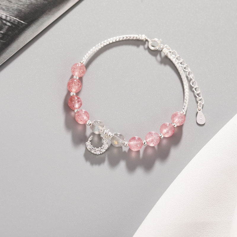 Star Moon Strawberry Crystal Bracelet - Ethereal Beauty and Charm