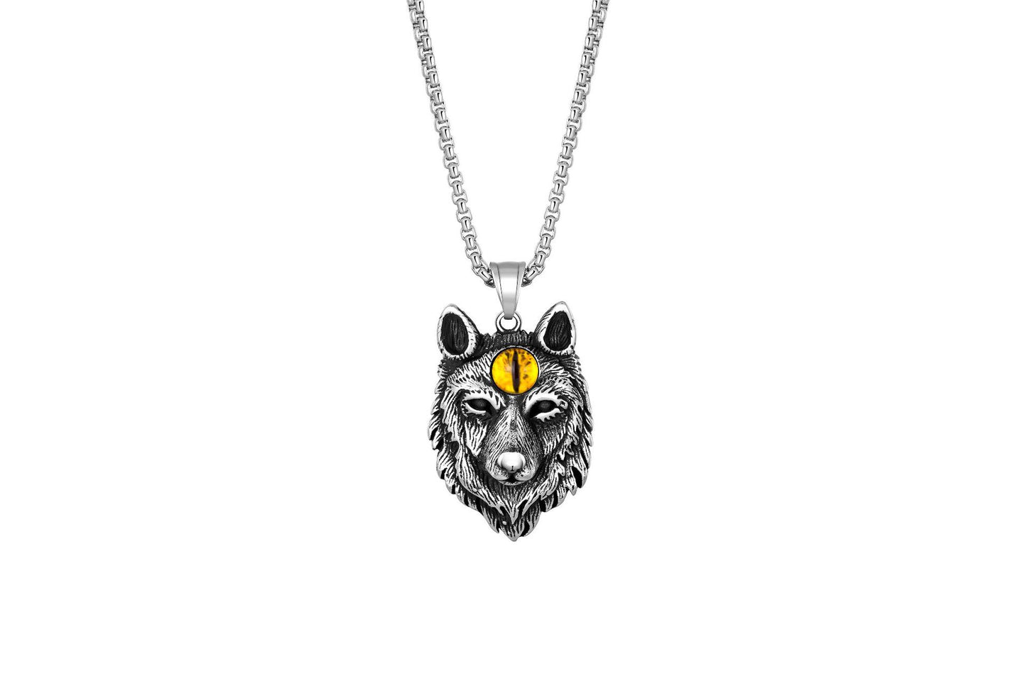 Steel Necklace – Vintage Totem Wolf Tiger Head Pendant Necklace For Everyday Style