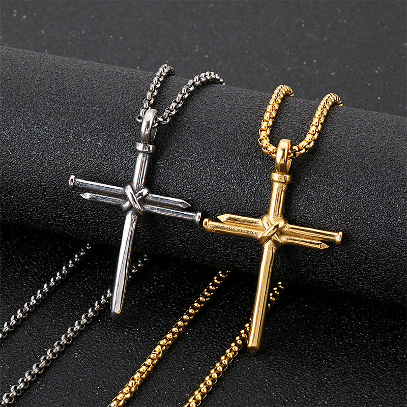 Punk-Inspired Titanium Steel Cross Pendant for Men - Creative Everyday Jewelry