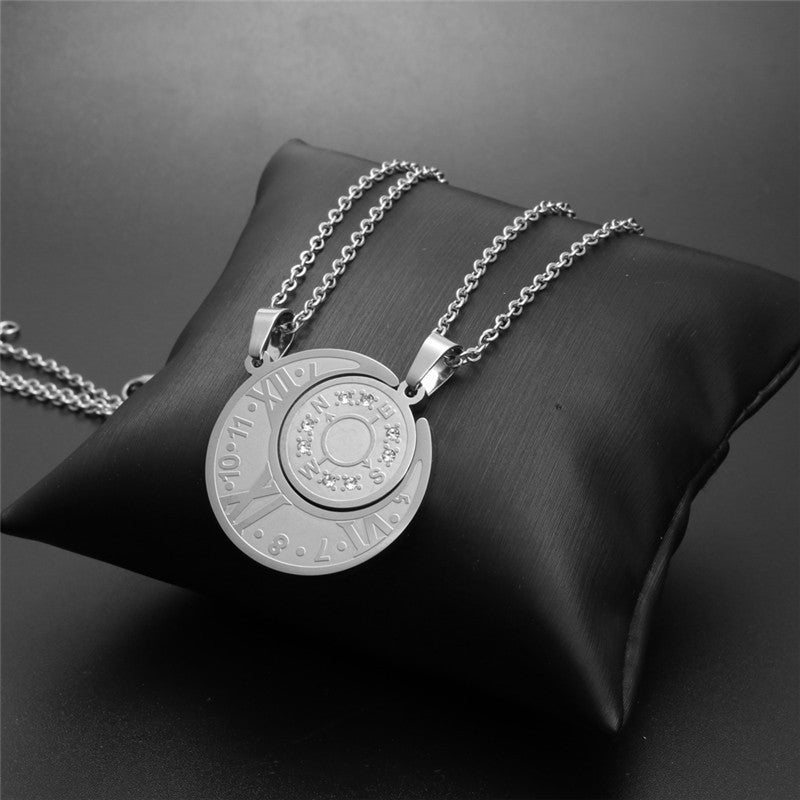 Titanium Steel Moon and Sun Couple Pendant Necklace for Men and Women - Trendy Fashion Accessory