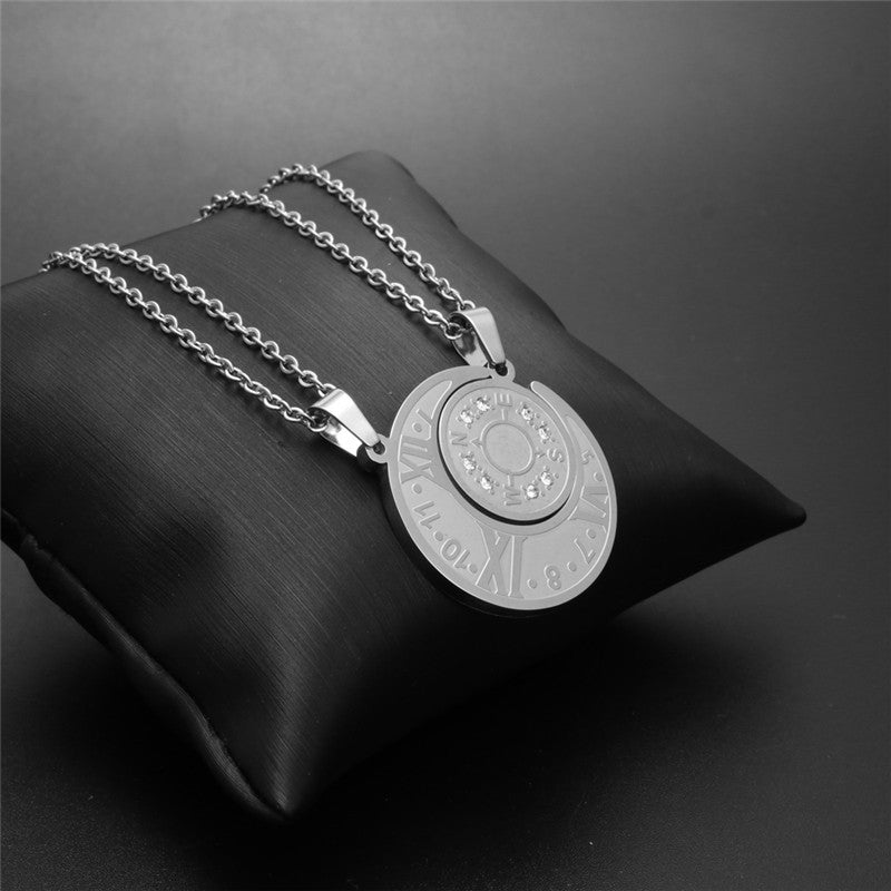 Titanium Steel Moon and Sun Couple Pendant Necklace for Men and Women - Trendy Fashion Accessory