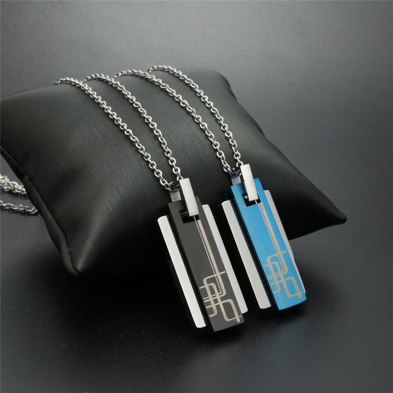 Trendy Multi-Layer Engraved Titanium Steel Pendant Necklace for Men and Women