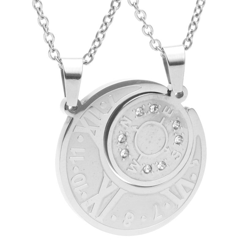 Titanium Steel Moon and Sun Couple Pendant Necklace for Men and Women - Trendy Fashion Accessory