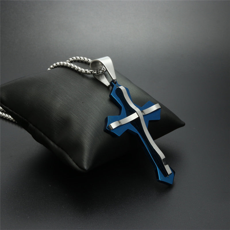 Trendy Titanium Steel Cross Pendant Necklace for Men - Stylish Holiday Gift from Planderful's Everyday Genie Collection