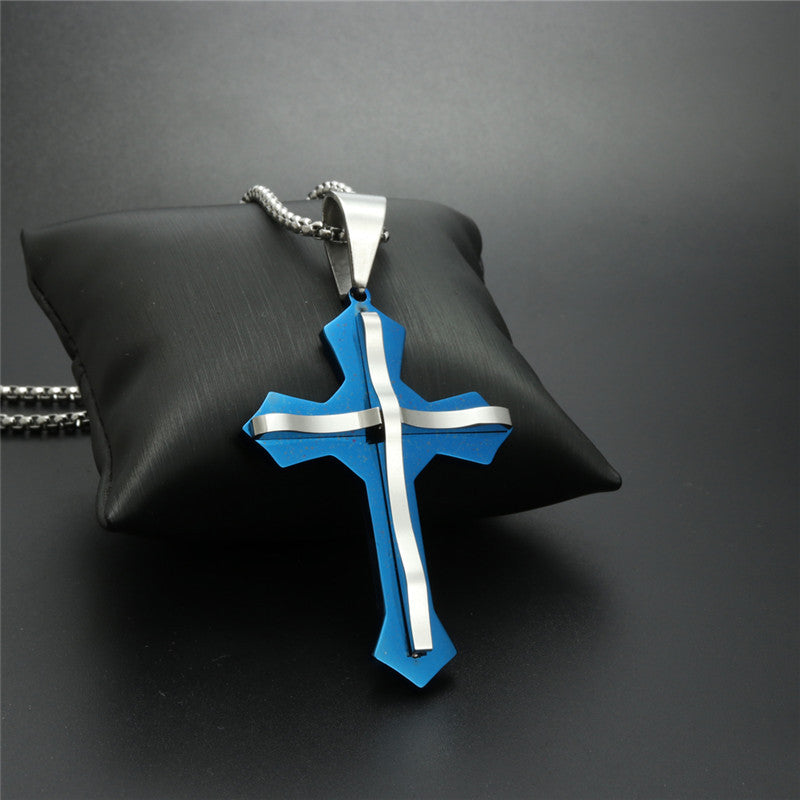 Trendy Titanium Steel Cross Pendant Necklace for Men - Stylish Holiday Gift from Planderful's Everyday Genie Collection
