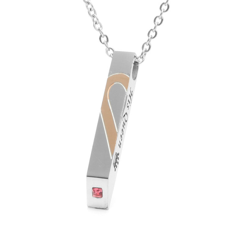 Titanium Steel Couples Pendant Necklace - European & American Love Jewelry for Him & Her