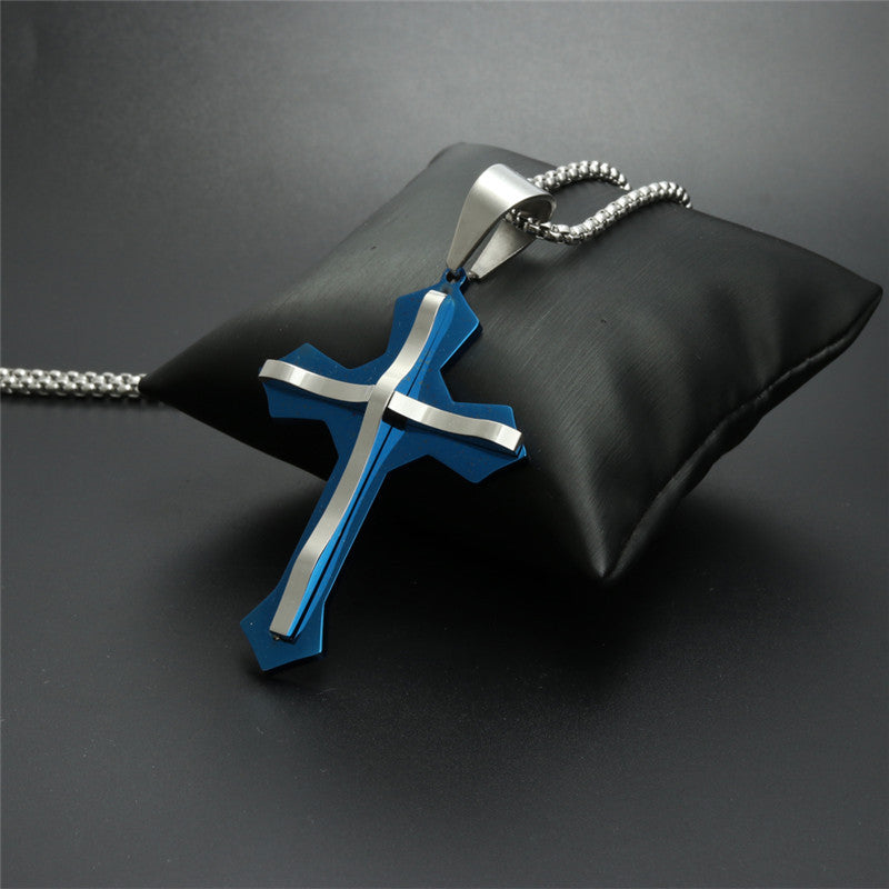 Trendy Titanium Steel Cross Pendant Necklace for Men - Stylish Holiday Gift from Planderful's Everyday Genie Collection