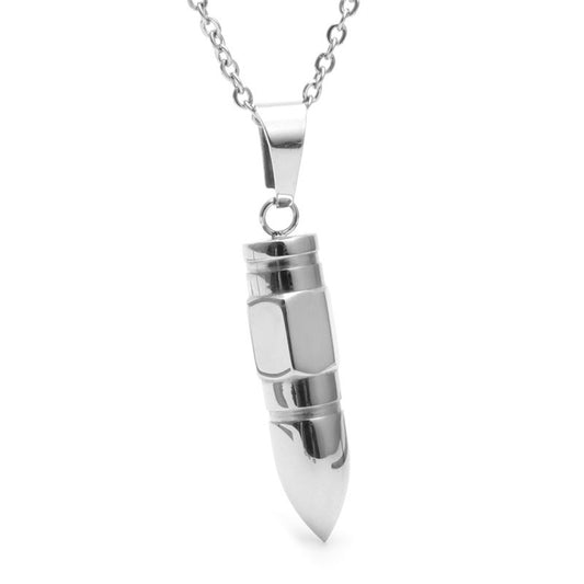 Trendy Titanium Steel Bullet Pendant Necklace - Perfect Holiday Gift for Men