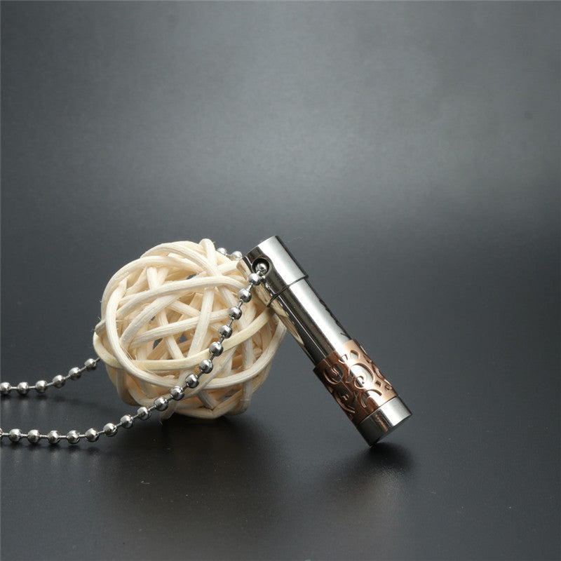 Titanium Steel Perfume Bottle Double Pendant Necklace - Stylish Openable Design for Men and Women