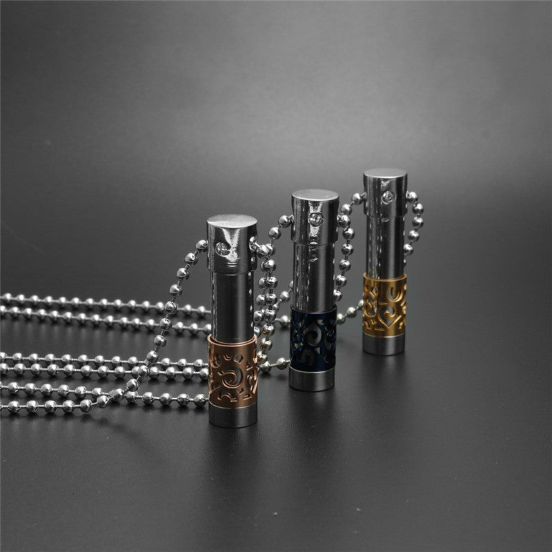 Titanium Steel Perfume Bottle Double Pendant Necklace - Stylish Openable Design for Men and Women