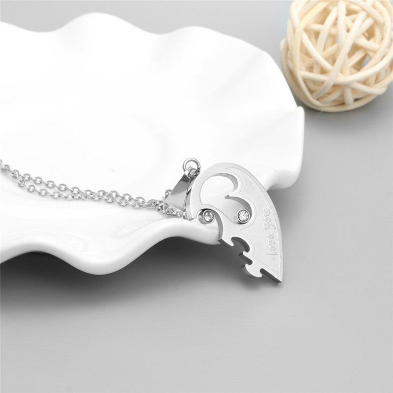 Titanium Steel Heart Pendant Necklace for Couples - Trendy Gift for Men and Women