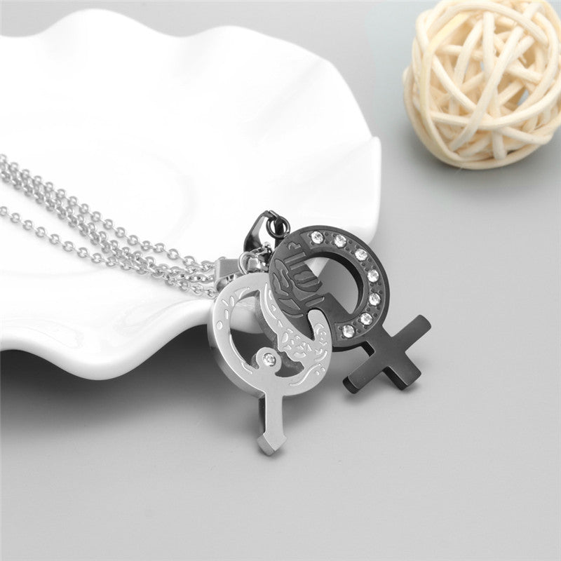 Trendy Titanium Steel Couple Pendant Necklace for Men and Women - Perfect Gift for Couples