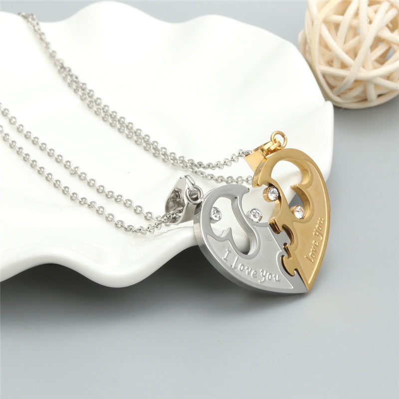 Titanium Steel Heart Pendant Necklace for Couples - Trendy Gift for Men and Women