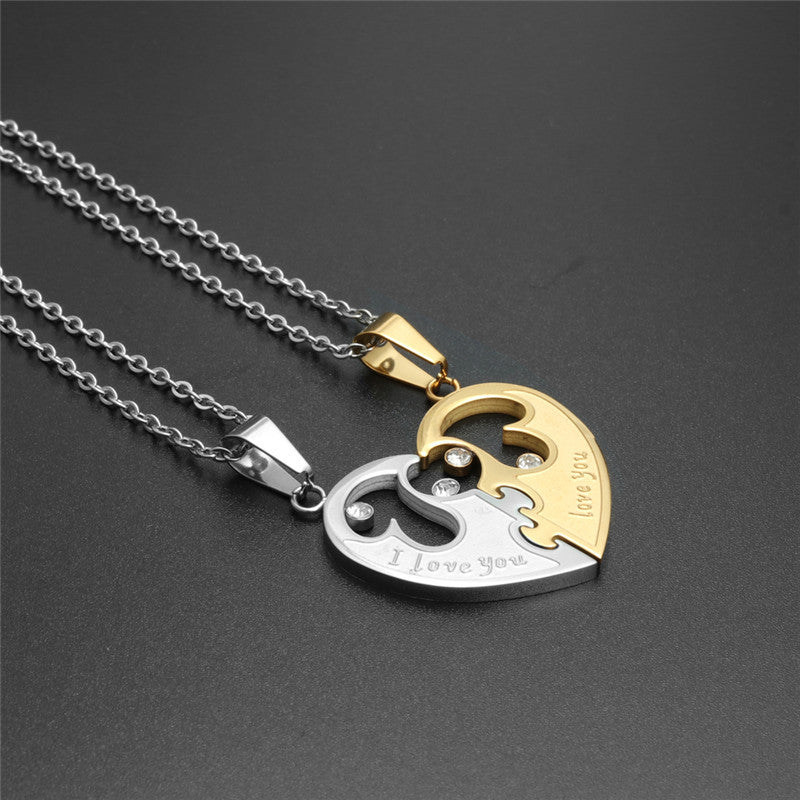 Titanium Steel Heart Pendant Necklace for Couples - Trendy Gift for Men and Women