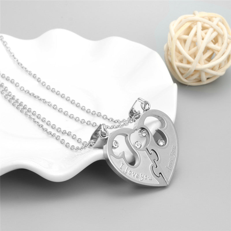 Titanium Steel Heart Pendant Necklace for Couples - Trendy Gift for Men and Women