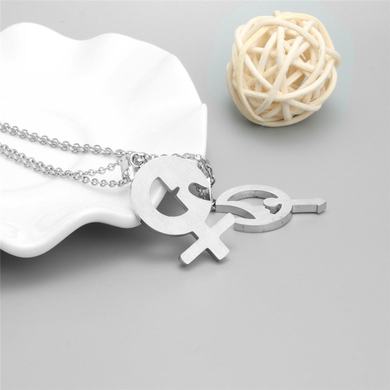 Trendy Titanium Steel Couple Pendant Necklace for Men and Women - Perfect Gift for Couples