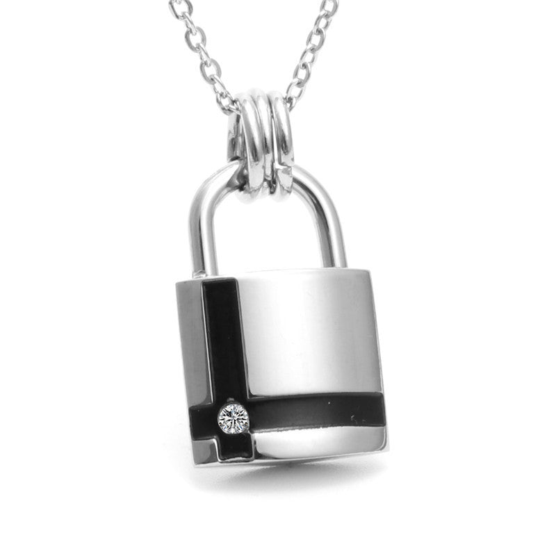 Trendy Titanium Lock Pendant Necklace for Men - European and American Jewelry Gift