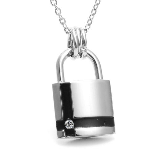 Trendy Titanium Lock Pendant Necklace for Men - European and American Jewelry Gift