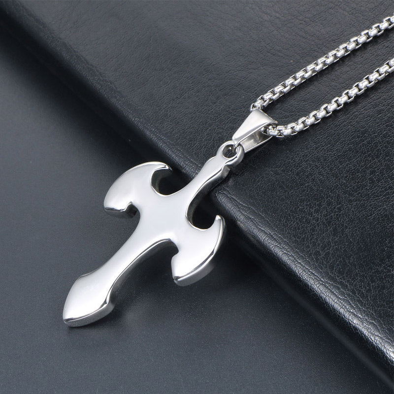 Titanium Steel Cross Pendant Necklace for Men - Hip-Hop Trendy Personalized Design